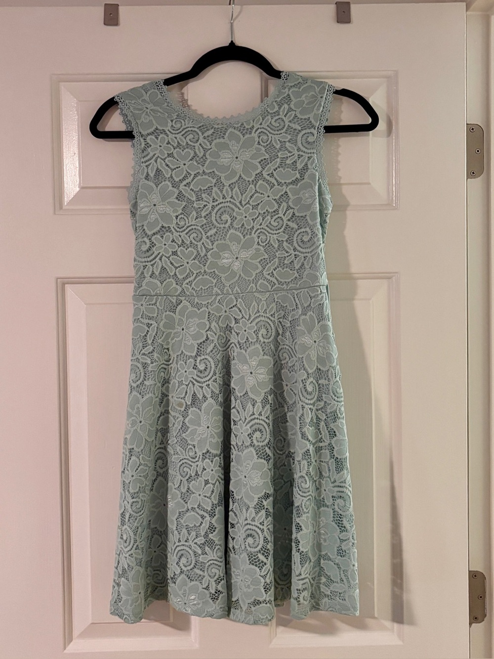 Xtraordinary Big Girls Sleeveless Lace Fit & Flare Dress seafoam aqua - size 12